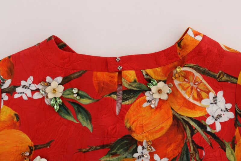 Dolce & Gabbana Embellished Crepe Blouse with Blossom Print - Image 4