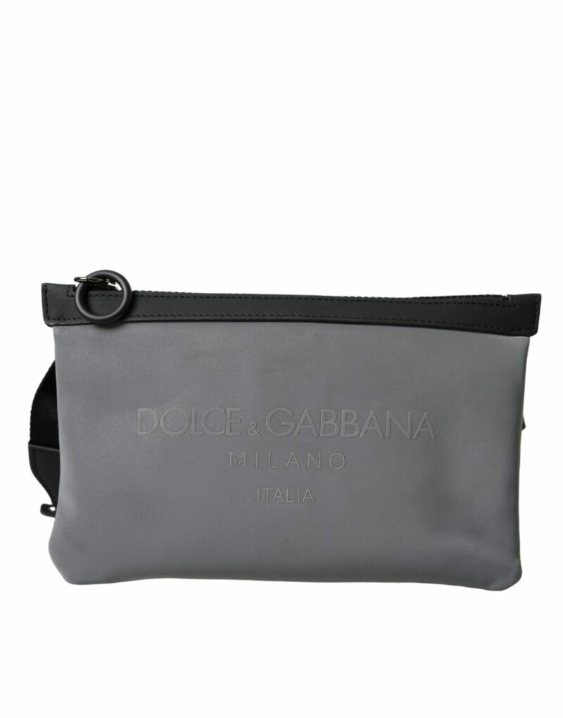 Dolce & Gabbana Gray Neoprene Logo Zip Waist Fanny Pack Belt Pouch Bag - Image 2