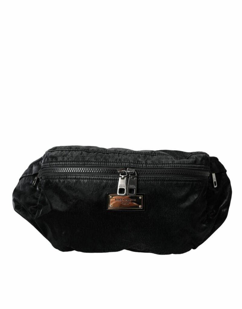 Dolce & Gabbana Black Nylon Logo Plaque Belt Waist Fanny Pack Bag - Image 2