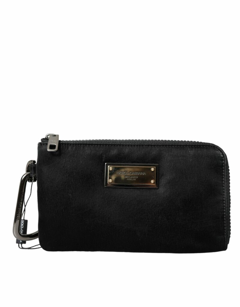Dolce & Gabbana Black Nylon Logo Plaque Keyring Pouch Clutch Bag - Image 2