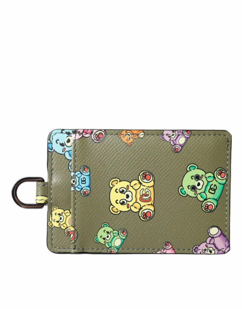 Dolce & Gabbana Army Green Teddy Bear Leather Women Card Holder Wallet - Image 2