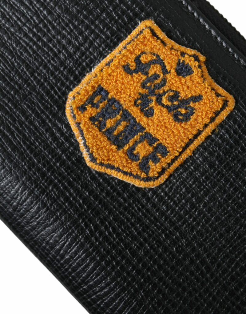 Dolce & Gabbana Black Leather Logo Patch Zip Around Continental Wallet - Image 5