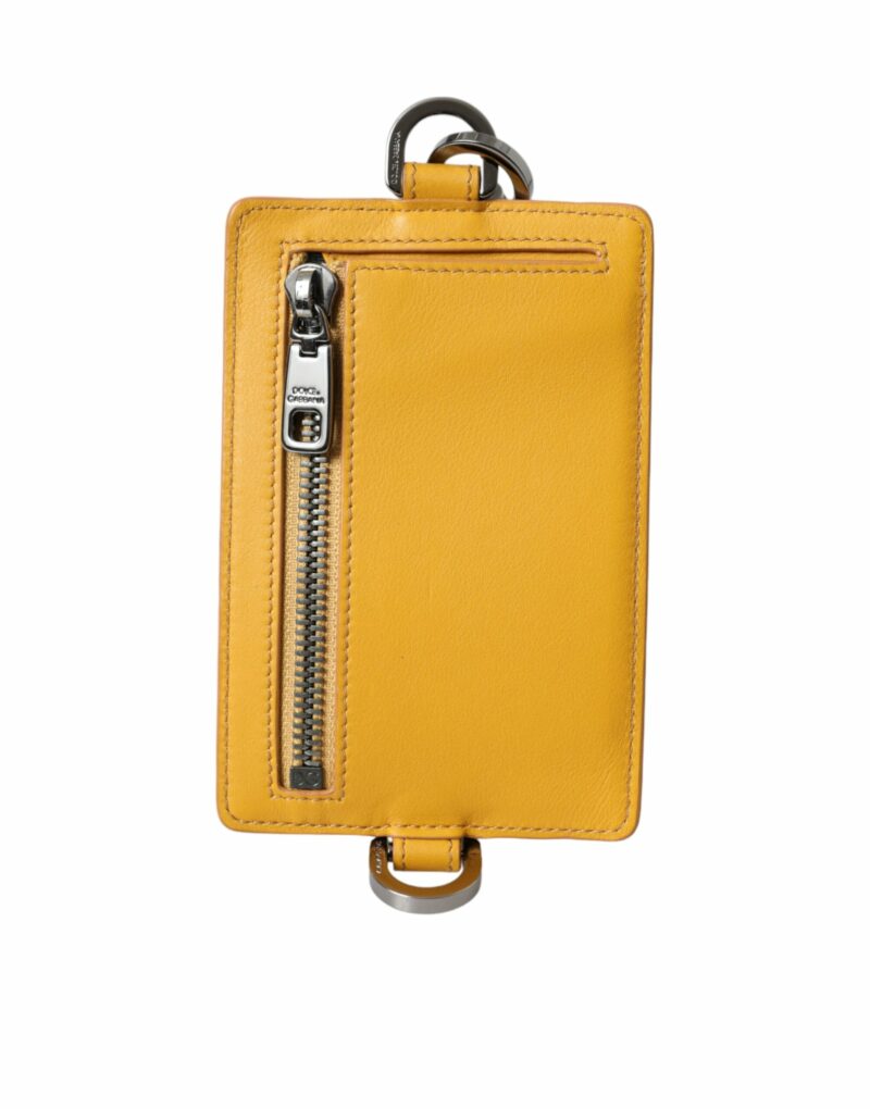 Dolce & Gabbana Orange Calf Leather Credit Card Holder Clip On Wallet - Image 6