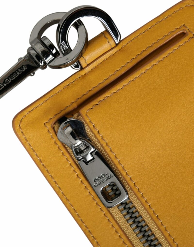 Dolce & Gabbana Orange Calf Leather Credit Card Holder Clip On Wallet - Image 7