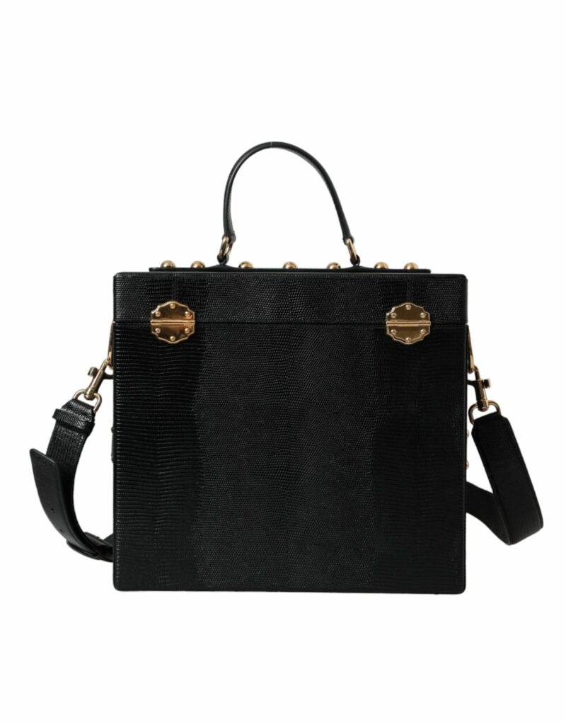 Dolce & Gabbana Black Lizard Embossed Calfskin Leather Double Box Bag - Image 6