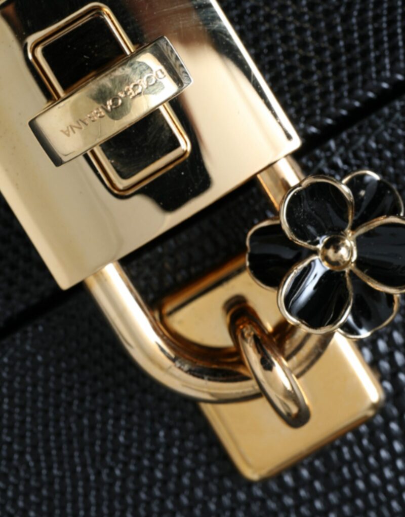 Dolce & Gabbana Black Lizard Embossed Calfskin Leather Double Box Bag - Image 7