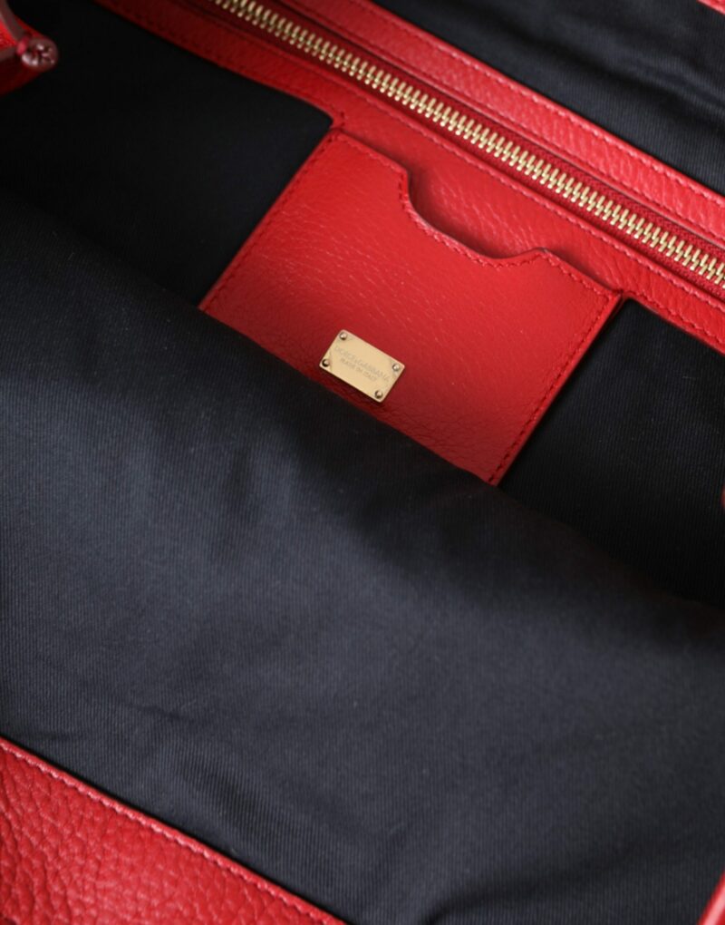 Dolce & Gabbana Red Leather #DGFamily Patch Shopping Tote Bag - Image 8