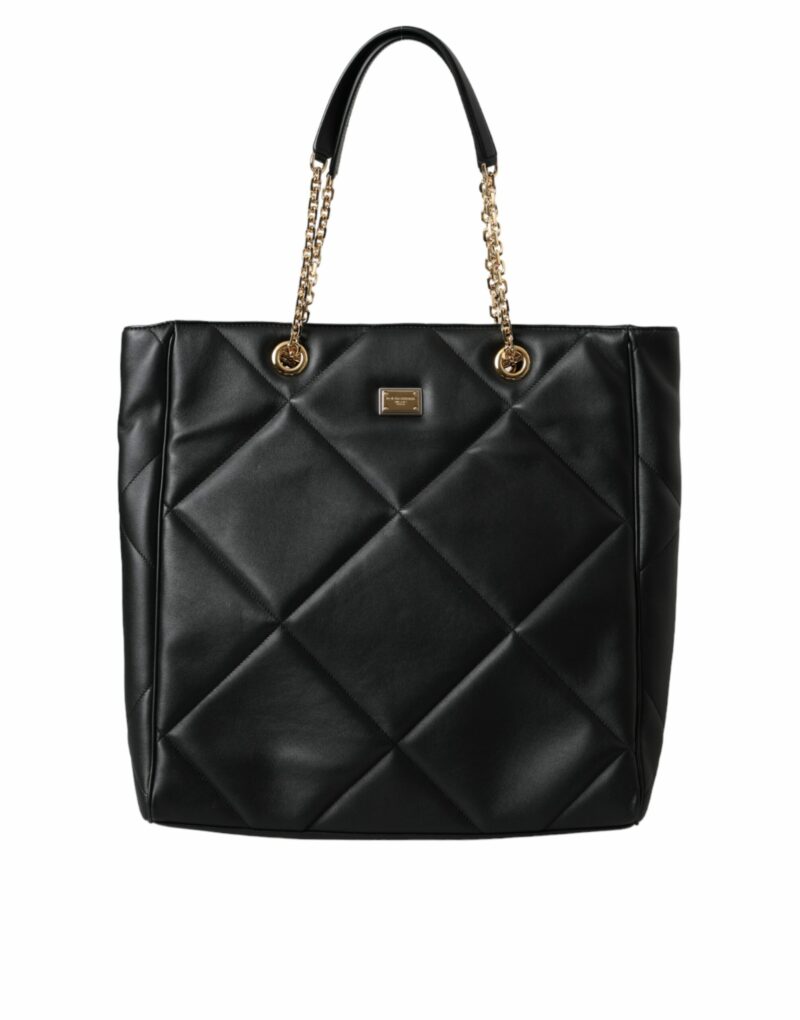 Dolce & Gabbana Black Leather JUNGLE Quilted Shopping Tote Bag - Image 2