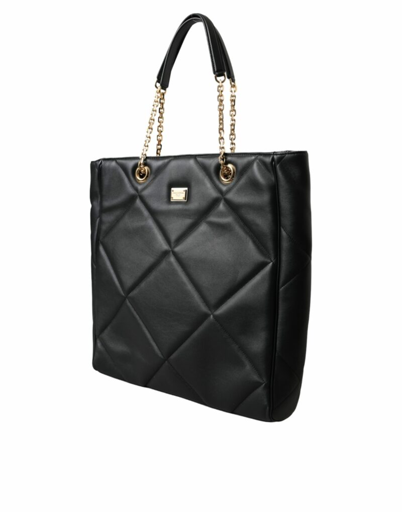Dolce & Gabbana Black Leather JUNGLE Quilted Shopping Tote Bag - Image 3