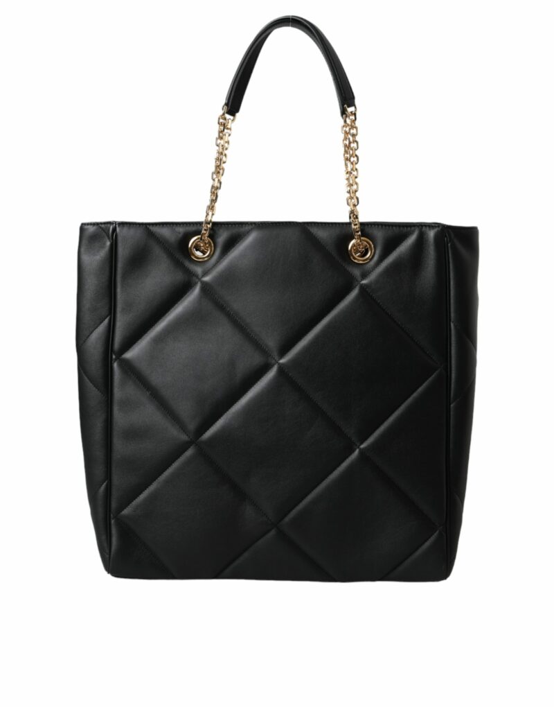 Dolce & Gabbana Black Leather JUNGLE Quilted Shopping Tote Bag - Image 4
