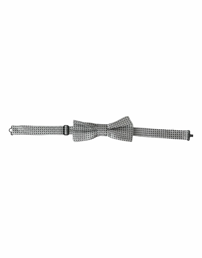 Dolce & Gabbana Gray Silk Polka Dot Adjustable Neck Men Papillon Bow Tie - Image 2