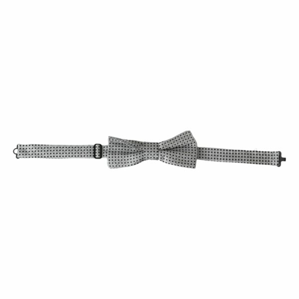 Dolce & Gabbana Gray Silk Polka Dot Adjustable Neck Men Papillon Bow Tie