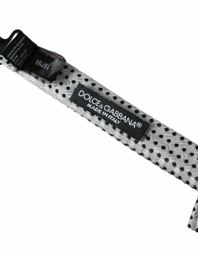 Dolce & Gabbana Gray Silk Polka Dot Adjustable Neck Men Papillon Bow Tie - Image 5