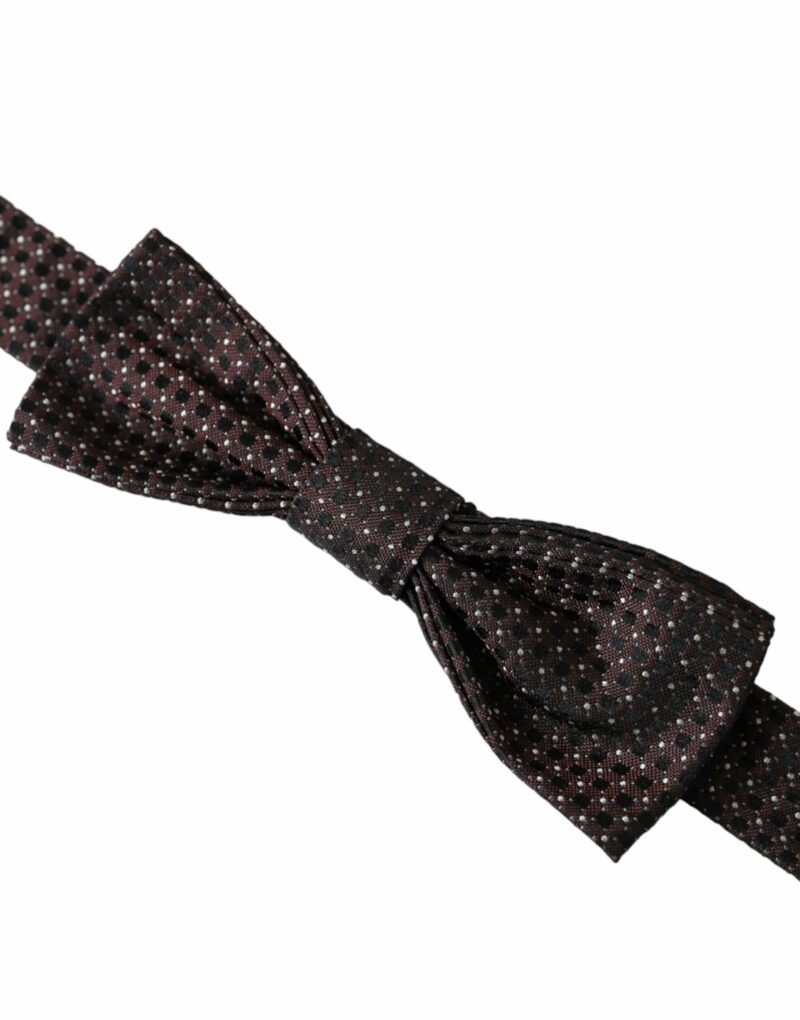 Dolce & Gabbana Brown Fantasy Silk Adjustable Neck Men Papillon Bow Tie - Image 3