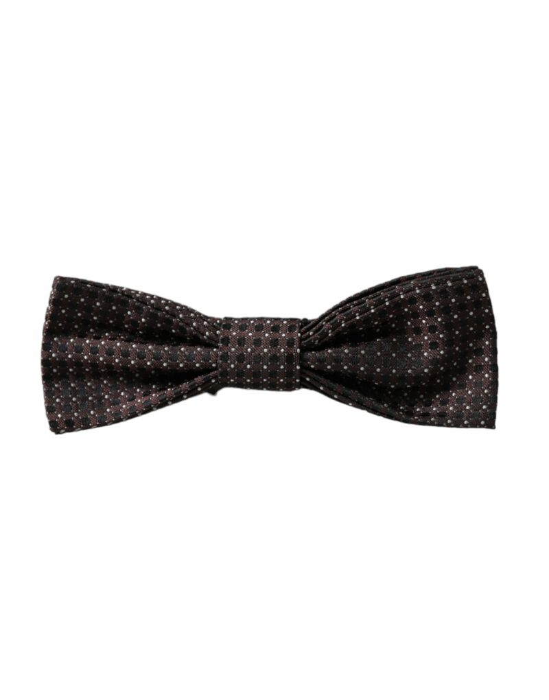 Dolce & Gabbana Brown Fantasy Silk Adjustable Neck Men Papillon Bow Tie - Image 5