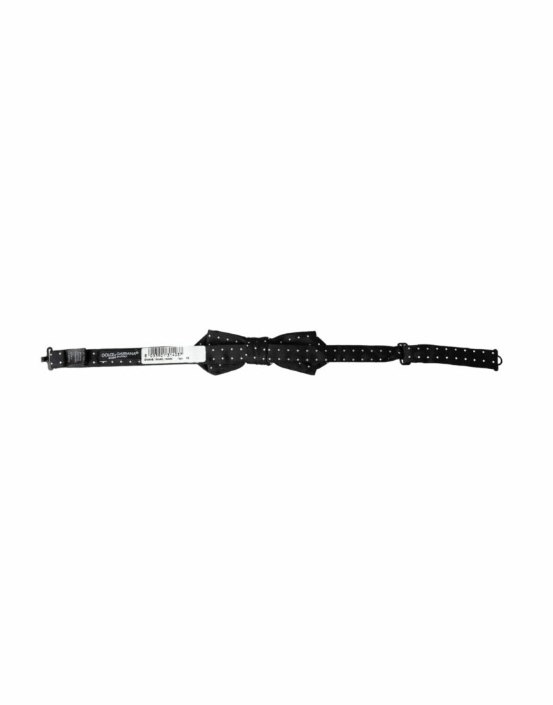 Dolce & Gabbana Black Silk Polka Dot Adjustable Neck Men Papillon Bow Tie - Image 5