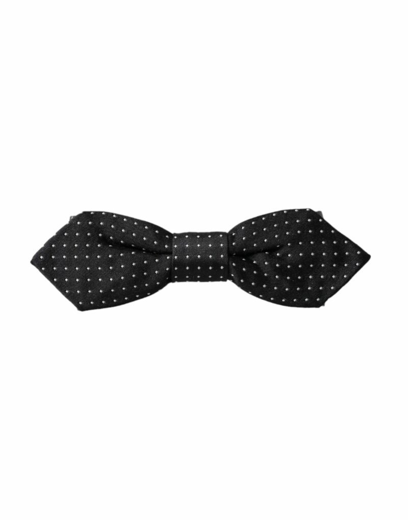 Dolce & Gabbana Black Silk Polka Dot Adjustable Neck Men Papillon Bow Tie - Image 6
