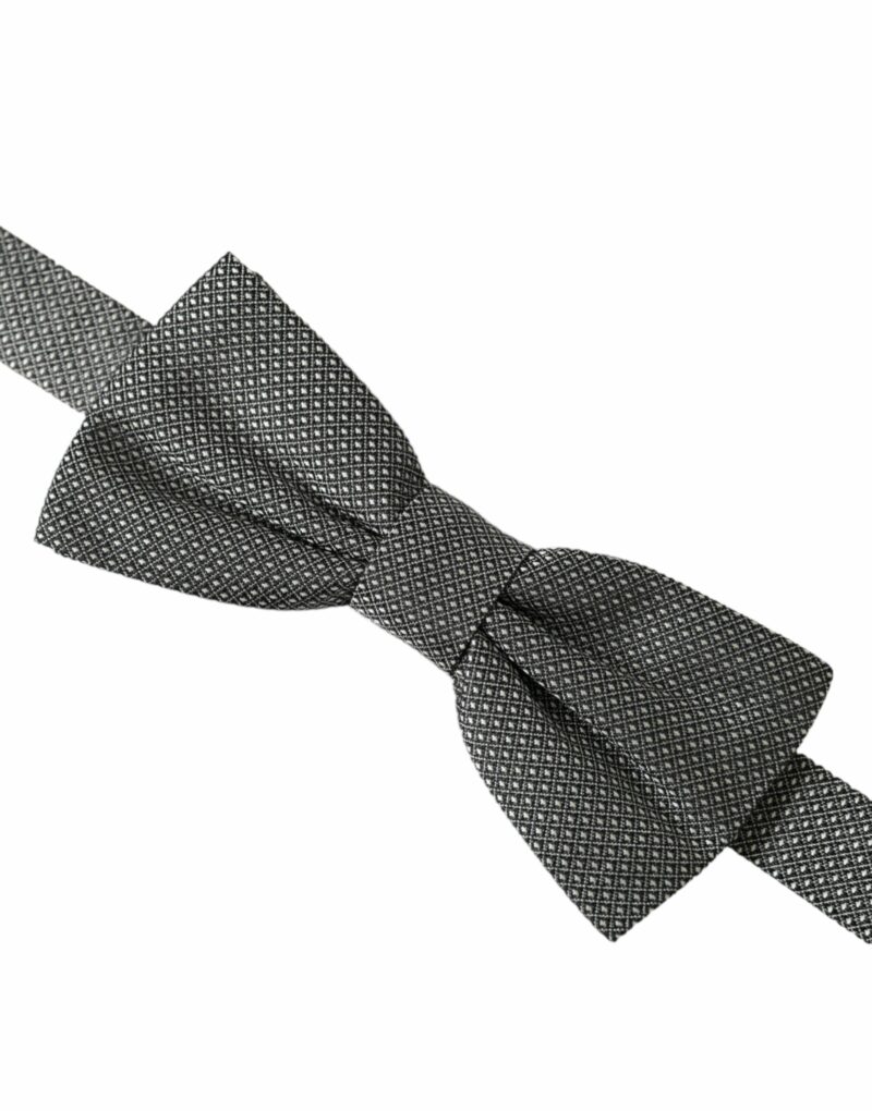 Dolce & Gabbana Gray Silk Patterned Adjustable Neck Men Papillon Bow Tie - Image 3