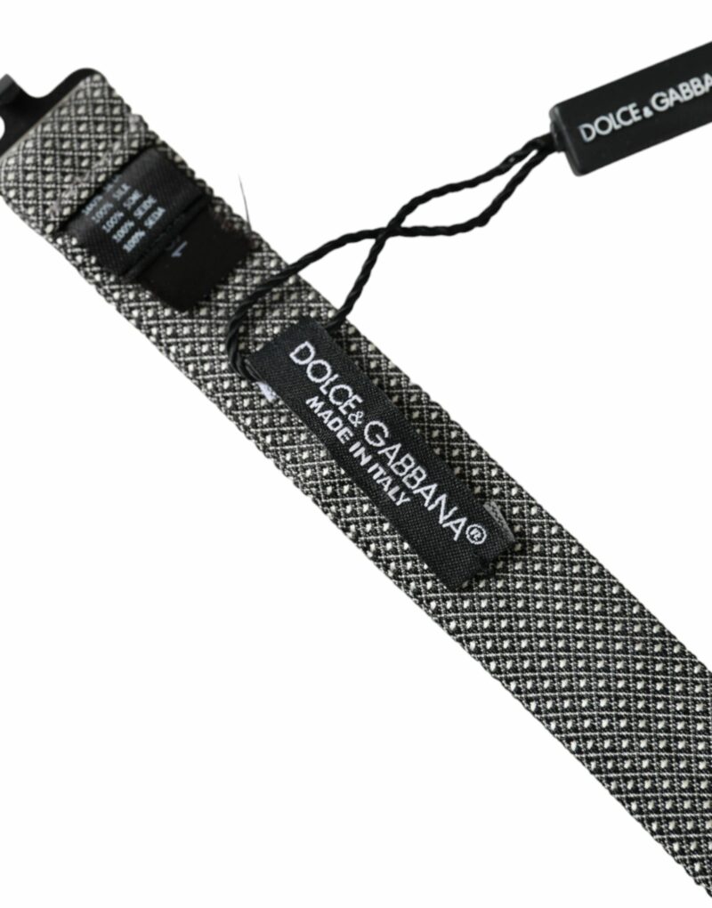Dolce & Gabbana Gray Silk Patterned Adjustable Neck Men Papillon Bow Tie - Image 4