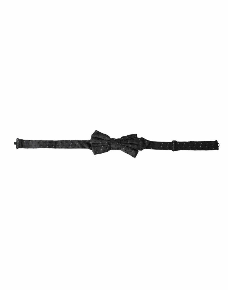 Dolce & Gabbana Black Silk Patterned Adjustable Neck Men Papillon Bow Tie - Image 2