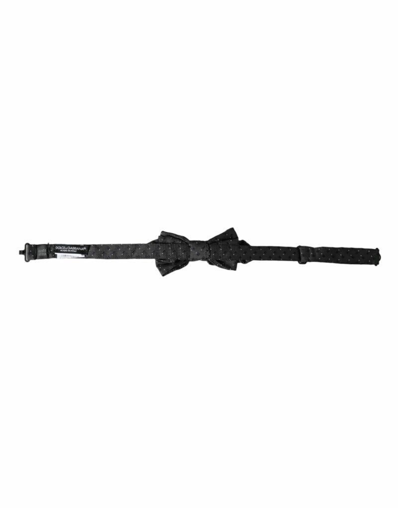 Dolce & Gabbana Black Silk Patterned Adjustable Neck Men Papillon Bow Tie - Image 4