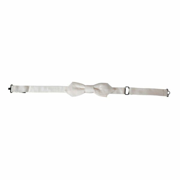 Dolce & Gabbana White Silk Adjustable Neck Men Papillon Bow Tie