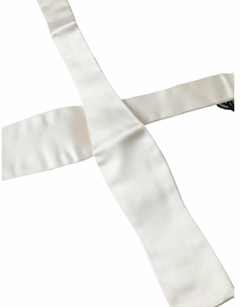 Dolce & Gabbana White Silk Slim Skinny Necktie Men Bow Tie - Image 3