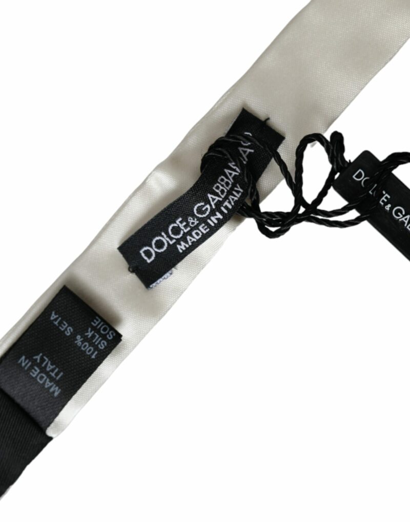 Dolce & Gabbana White Silk Slim Skinny Necktie Men Bow Tie - Image 4