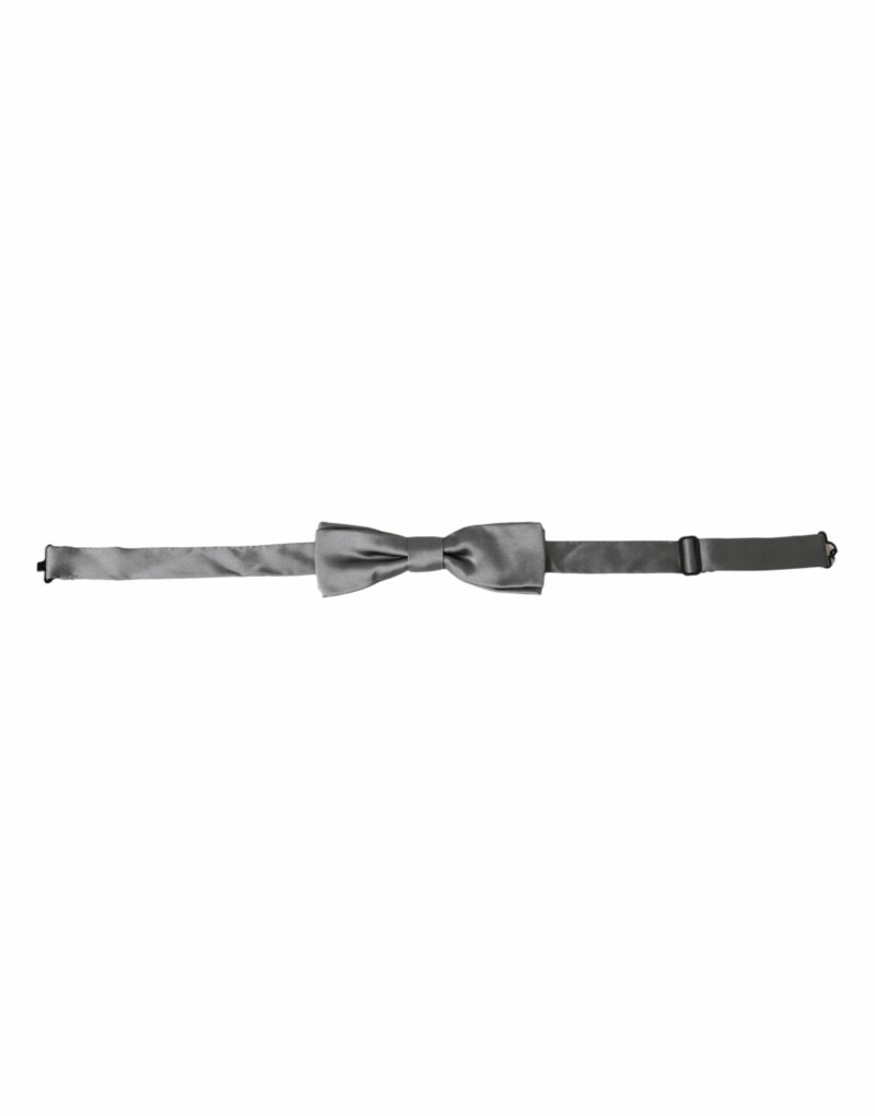 Dolce & Gabbana Gray Satin Silk Adjustable Neck Men Papillon Bow Tie - Image 2