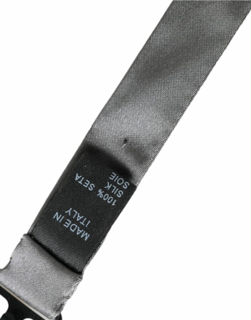 Dolce & Gabbana Gray Satin Silk Adjustable Neck Men Papillon Bow Tie - Image 6
