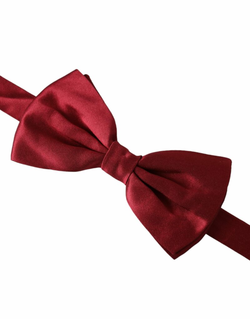 Dolce & Gabbana Red Satin Silk Adjustable Neck Men Bow Tie - Image 3