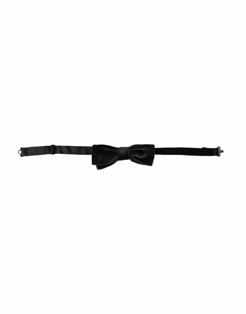 Dolce & Gabbana Black Velvet Cotton Adjustable Neck Men Bow Tie - Image 2