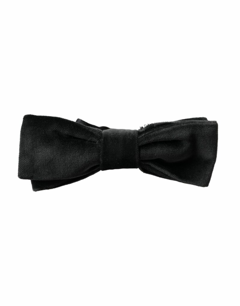 Dolce & Gabbana Black Velvet Cotton Adjustable Neck Men Bow Tie - Image 4
