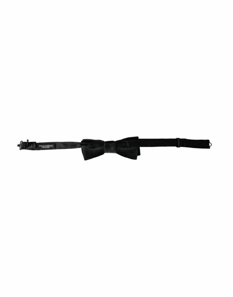 Dolce & Gabbana Black Velvet Cotton Adjustable Neck Men Bow Tie - Image 5