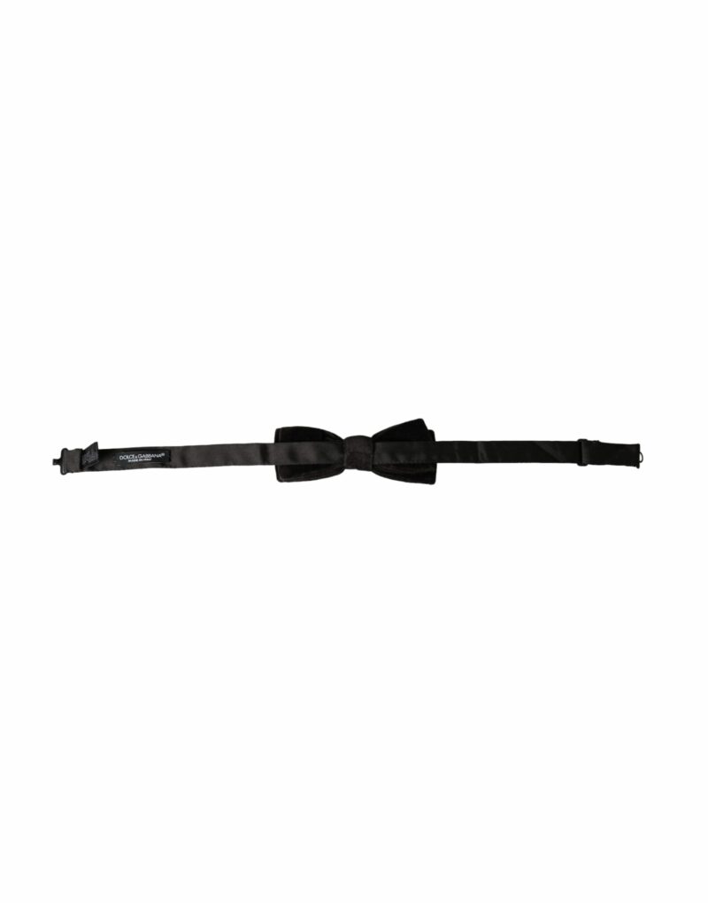 Dolce & Gabbana Black Velvet Cotton Adjustable Neck Men Bow Tie - Image 4