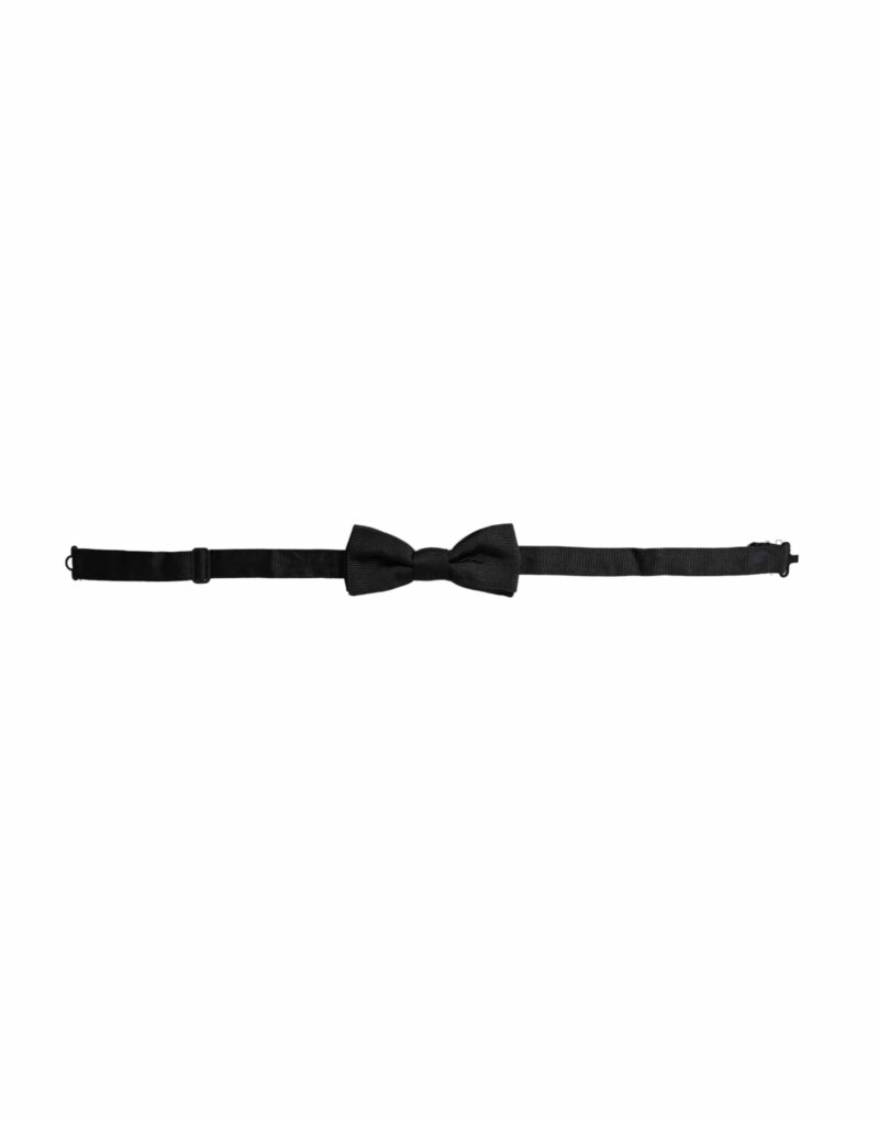 Dolce & Gabbana Black Silk Adjustable Neck Men Bow Tie - Image 2