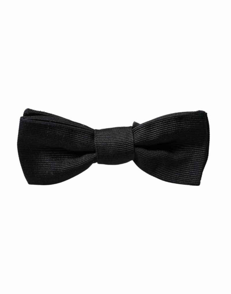 Dolce & Gabbana Black Silk Adjustable Neck Men Bow Tie - Image 4