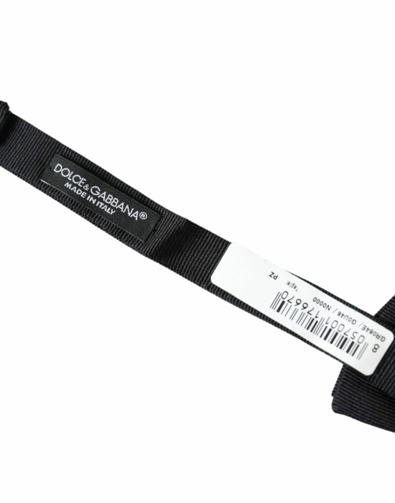 Dolce & Gabbana Black Silk Adjustable Neck Men Bow Tie - Image 5