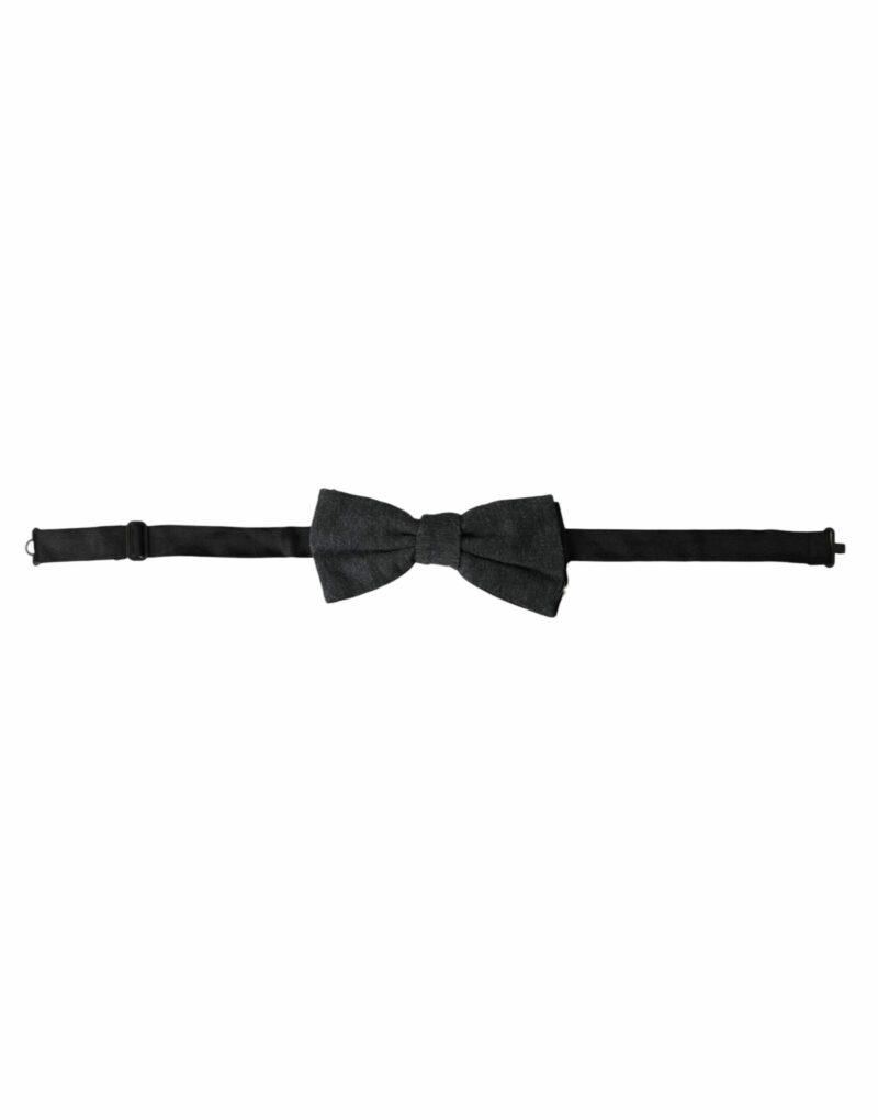 Dolce & Gabbana Dark Gray Silk Adjustable Neck Men Bow Tie - Image 2