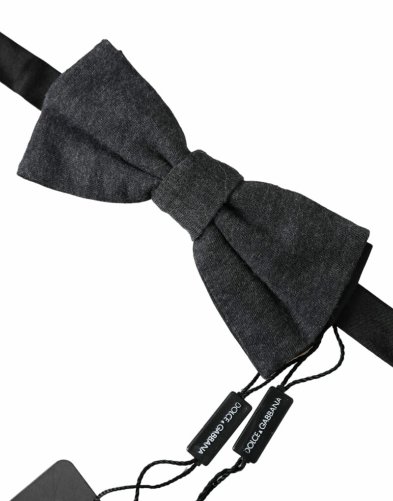 Dolce & Gabbana Dark Gray Silk Adjustable Neck Men Bow Tie - Image 3