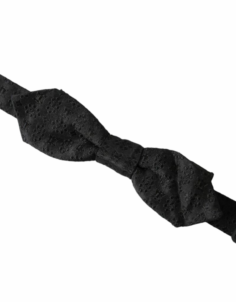 Dolce & Gabbana Black Silk Fantasy Adjustable Neck Men Bow Tie - Image 3