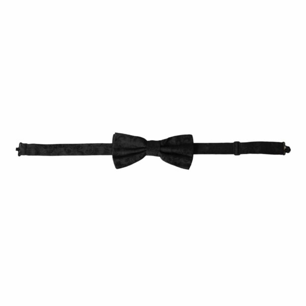 Dolce & Gabbana Black Silk Floral Adjustable Neck Men Bow Tie
