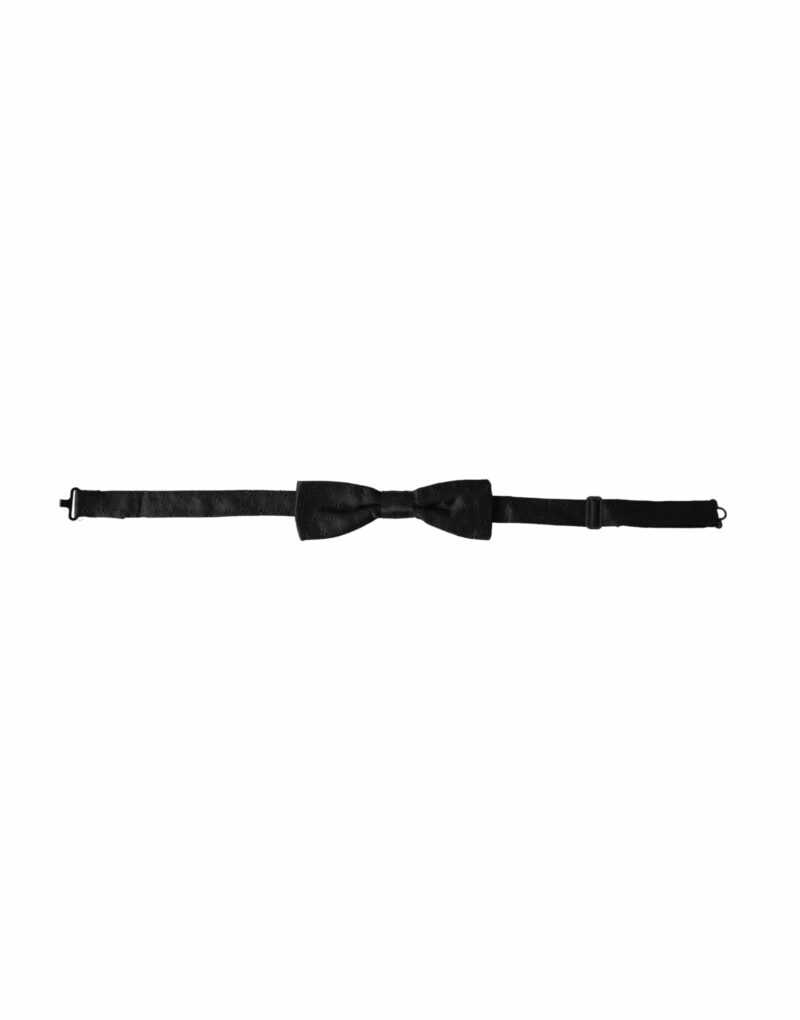 Dolce & Gabbana Black Silk Patterned Adjustable Neck Men Bow Tie - Image 2