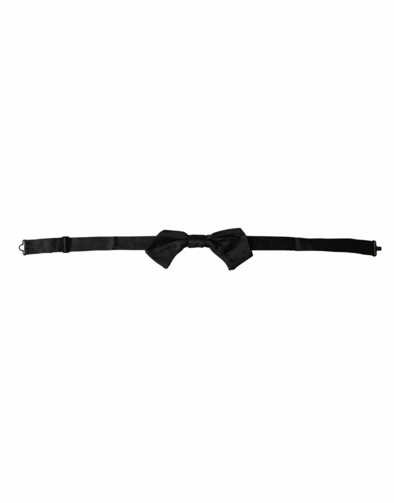 Dolce & Gabbana Black Satin Silk Adjustable Neck Men Bow Tie - Image 2