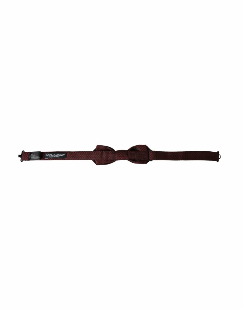 Dolce & Gabbana Red Silk Fantasy Adjustable Neck Men Bow Tie - Image 5