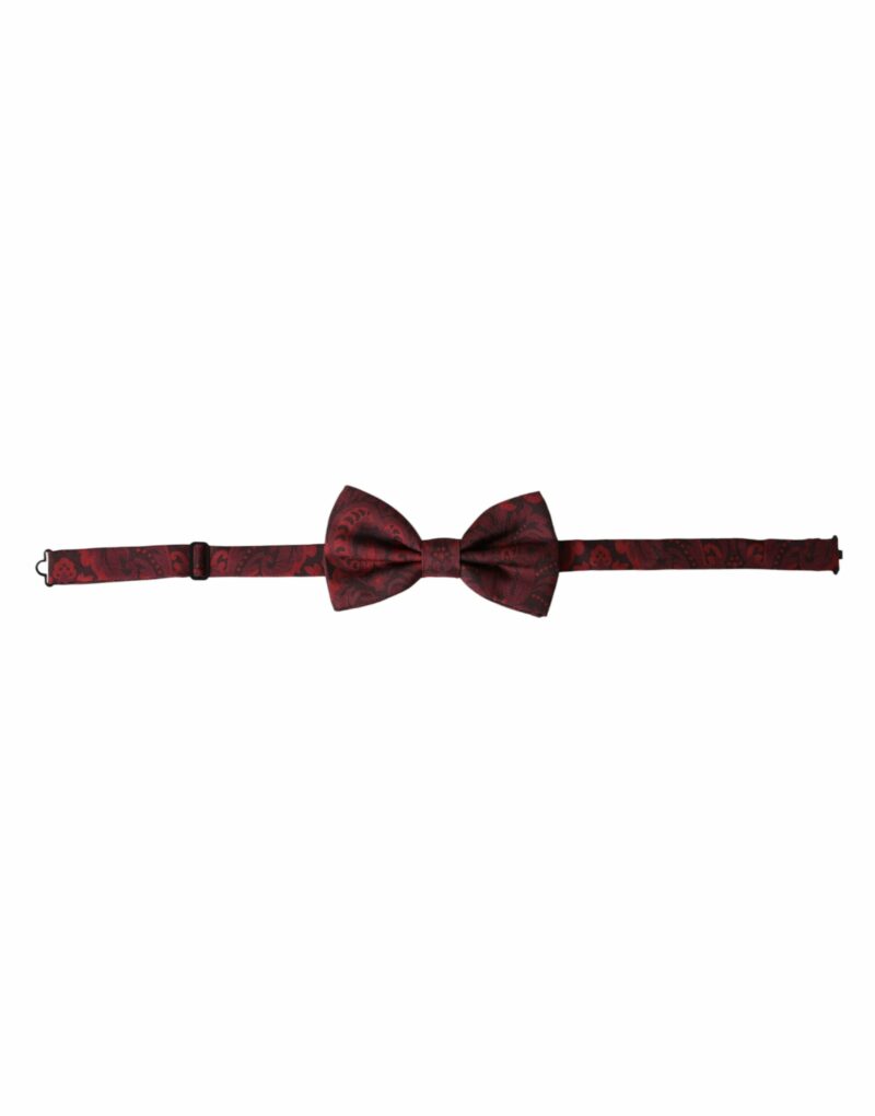 Dolce & Gabbana Red Silk Floral Adjustable Neck Men Bow Tie - Image 2