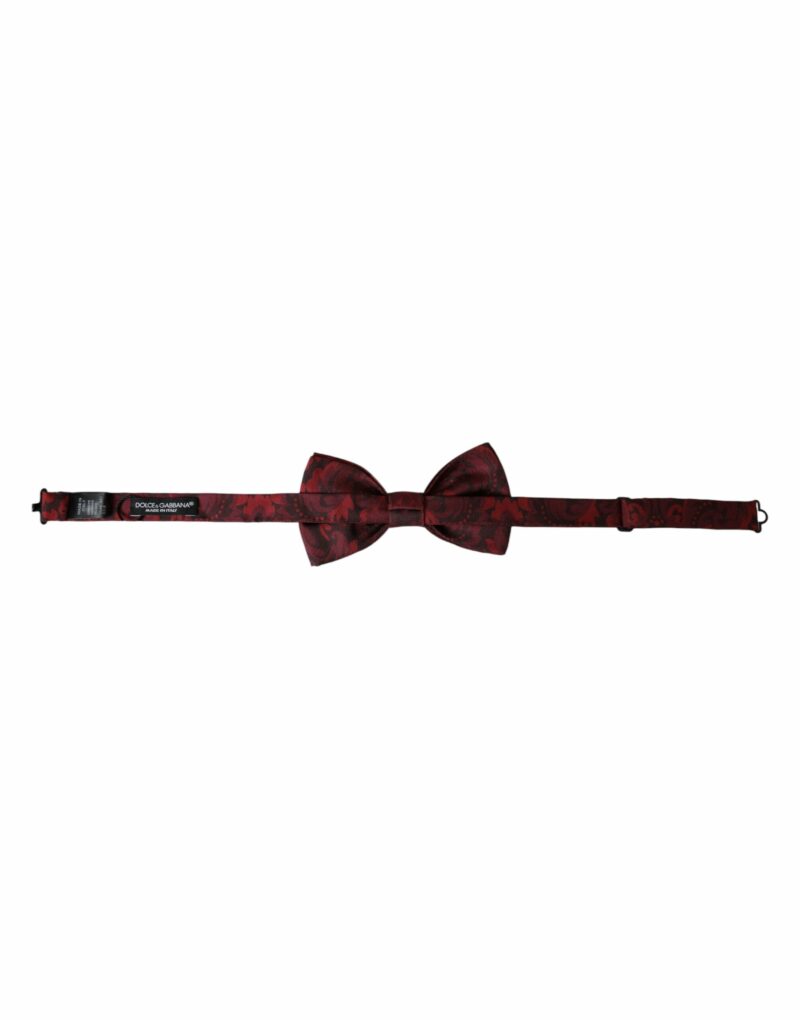 Dolce & Gabbana Red Silk Floral Adjustable Neck Men Bow Tie - Image 4