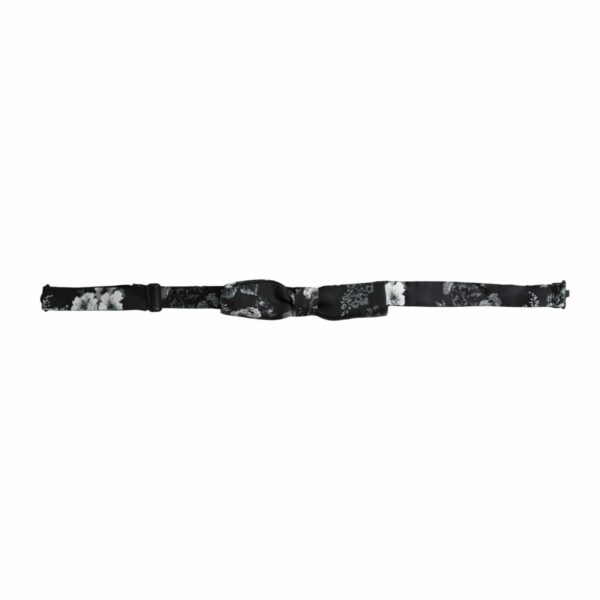 Dolce & Gabbana Black Floral Silk Adjustable Neck Men Bow Tie