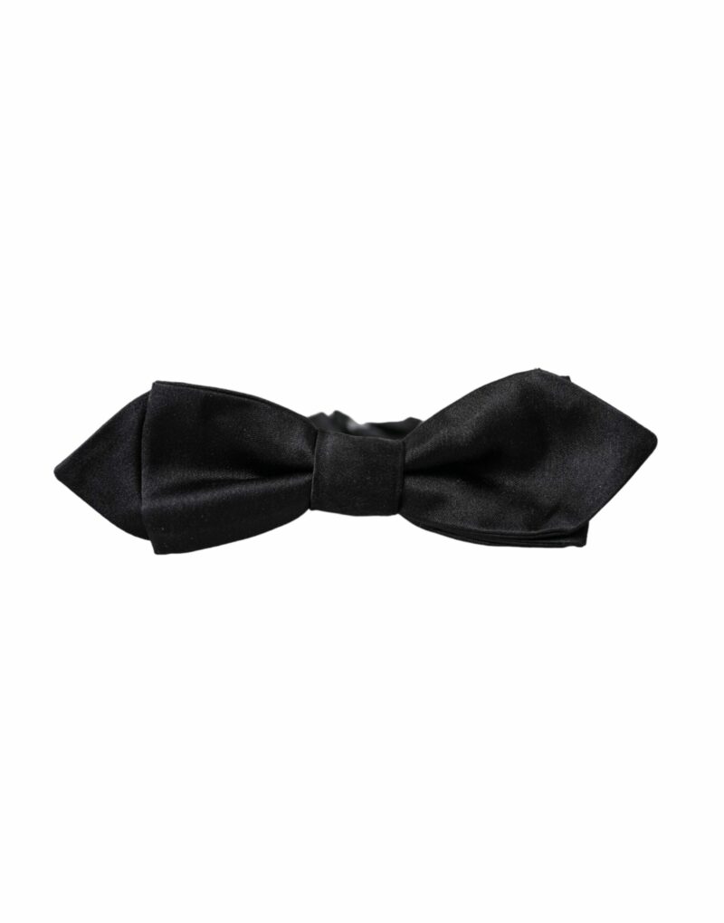 Dolce & Gabbana Black Silk Adjustable Neck Men Bow Tie - Image 2