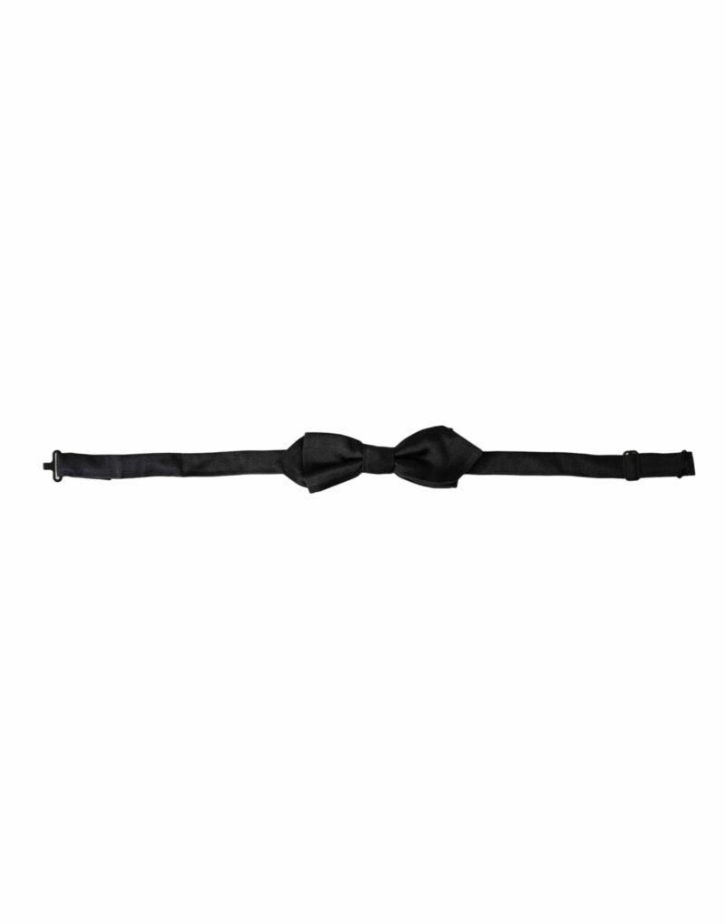 Dolce & Gabbana Black Silk Adjustable Neck Men Bow Tie - Image 3